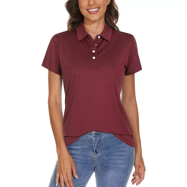 TACVASEN Women's Polo Shirts Short Sleeve T-Shirt Quick Dry Golf Shirt 4-Button Tops Sports Tennis Fitness Leisure