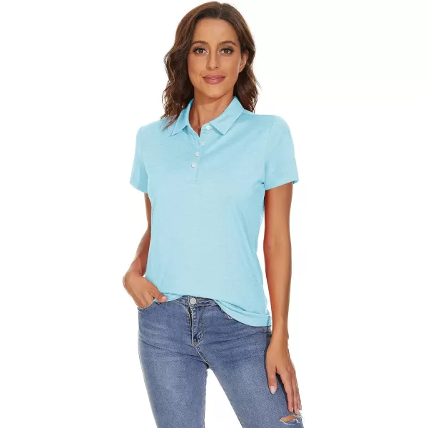 TACVASEN Women's Polo Shirts Short Sleeve T-Shirt Quick Dry Golf Shirt 4-Button Tops Sports Tennis Fitness Leisure