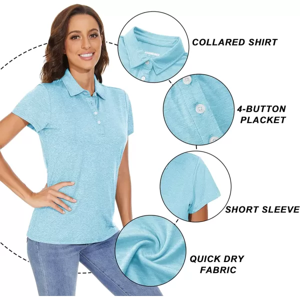 TACVASEN Women's Polo Shirts Short Sleeve T-Shirt Quick Dry Golf Shirt 4-Button Tops Sports Tennis Fitness Leisure