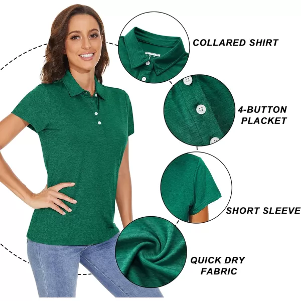 TACVASEN Women's Polo Shirts Short Sleeve T-Shirt Quick Dry Golf Shirt 4-Button Tops Sports Tennis Fitness Leisure