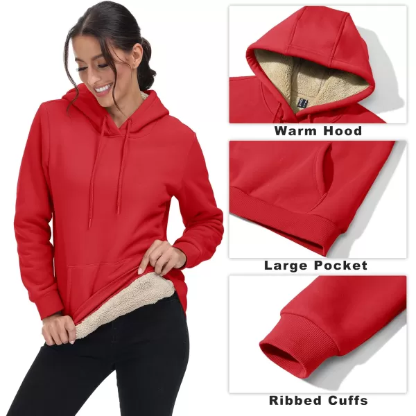 TACVASEN Women's Sherpa Lined Pullover Hoodies Cotton Fleece Sweatshirt Active Hooded With Pockets Casual Classic Tops