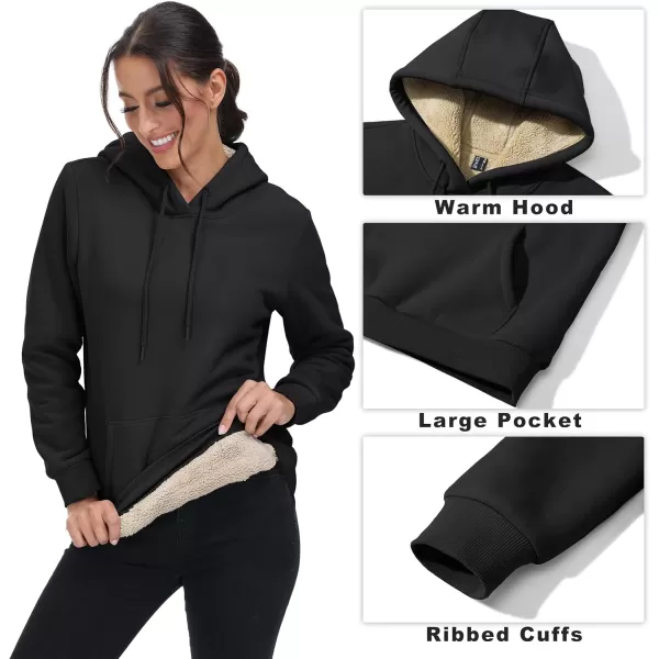 TACVASEN Women's Sherpa Lined Pullover Hoodies Cotton Fleece Sweatshirt Active Hooded With Pockets Casual Classic Tops