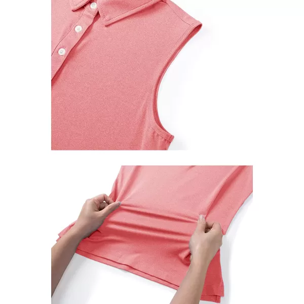 TACVASEN Women's Sleeveless Polo Golf Shirts Quick Dry Lightweight Collared Athletic Tank Tops with 4 Buttons