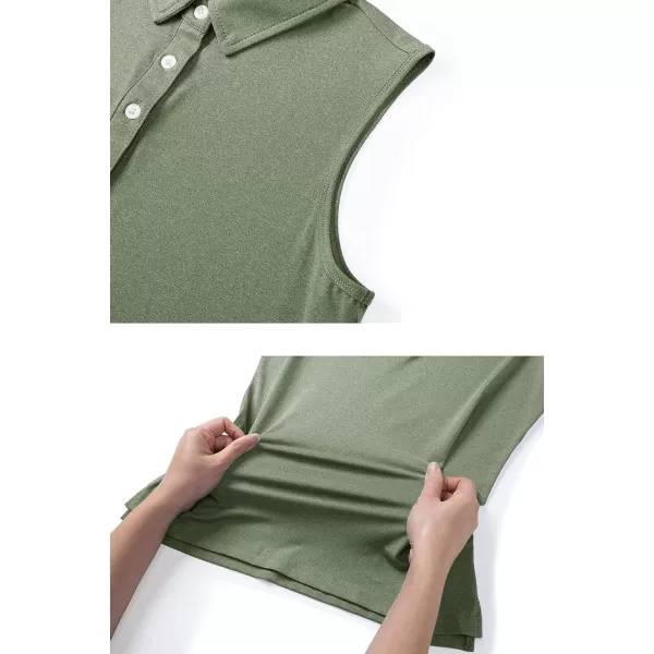 TACVASEN Women's Sleeveless Polo Golf Shirts Quick Dry Lightweight Collared Athletic Tank Tops with 4 Buttons