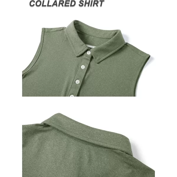 TACVASEN Women's Sleeveless Polo Golf Shirts Quick Dry Lightweight Collared Athletic Tank Tops with 4 Buttons