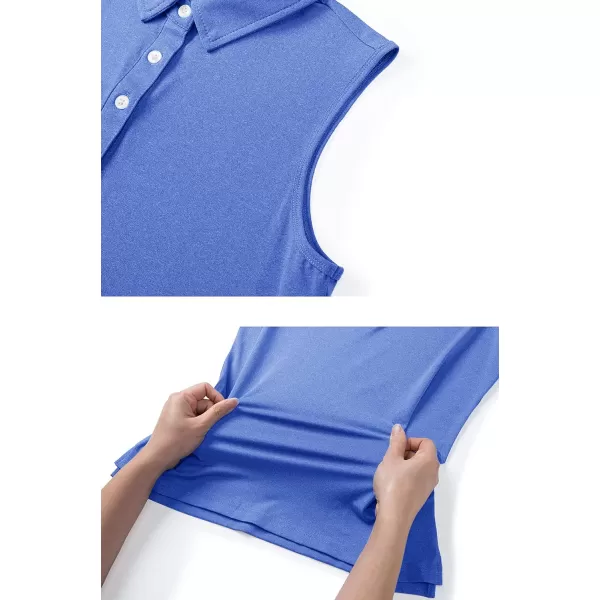 TACVASEN Women's Sleeveless Polo Golf Shirts Quick Dry Lightweight Collared Athletic Tank Tops with 4 Buttons