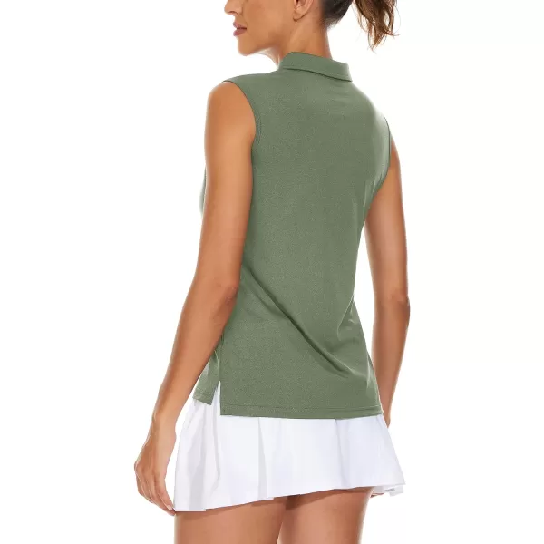 TACVASEN Women's Sleeveless Polo Golf Shirts Quick Dry Lightweight Collared Athletic Tank Tops with 4 Buttons