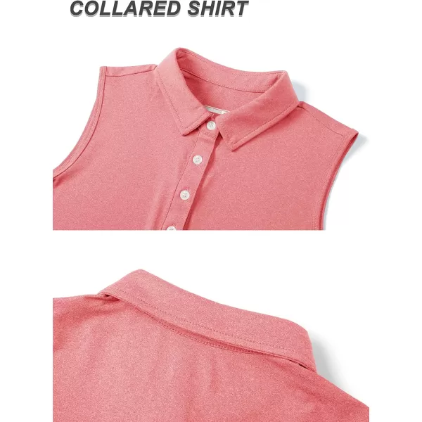 TACVASEN Women's Sleeveless Polo Golf Shirts Quick Dry Lightweight Collared Athletic Tank Tops with 4 Buttons