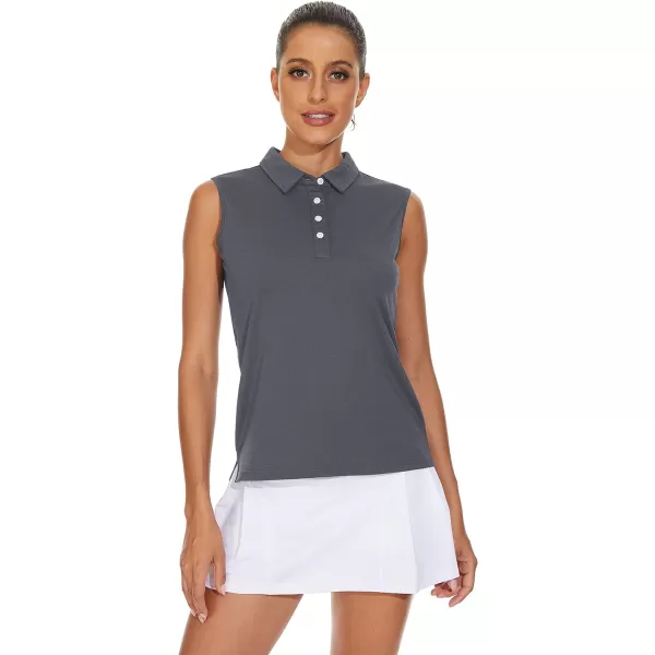TACVASEN Women's Sleeveless Polo Golf Shirts Quick Dry Lightweight Collared Athletic Tank Tops with 4 Buttons