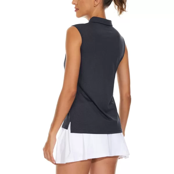 TACVASEN Women's Sleeveless Polo Golf Shirts Quick Dry Lightweight Collared Athletic Tank Tops with 4 Buttons