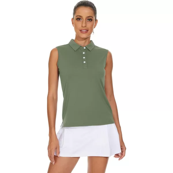 TACVASEN Women's Sleeveless Polo Golf Shirts Quick Dry Lightweight Collared Athletic Tank Tops with 4 Buttons