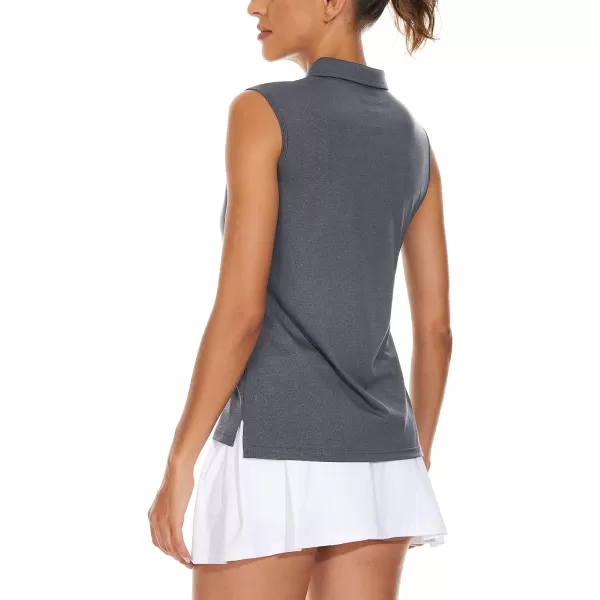 TACVASEN Women's Sleeveless Polo Golf Shirts Quick Dry Lightweight Collared Athletic Tank Tops with 4 Buttons