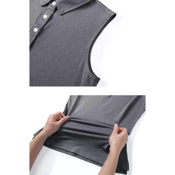 TACVASEN Women's Sleeveless Polo Golf Shirts Quick Dry Lightweight Collared Athletic Tank Tops with 4 Buttons