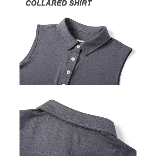 TACVASEN Women's Sleeveless Polo Golf Shirts Quick Dry Lightweight Collared Athletic Tank Tops with 4 Buttons
