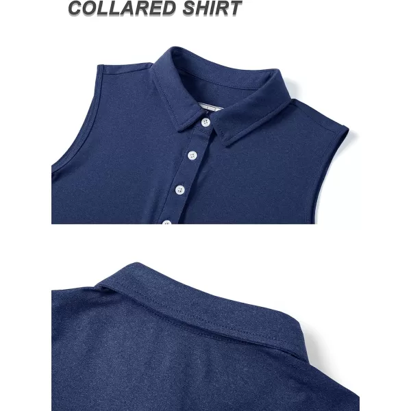 TACVASEN Women's Sleeveless Polo Golf Shirts Quick Dry Lightweight Collared Athletic Tank Tops with 4 Buttons