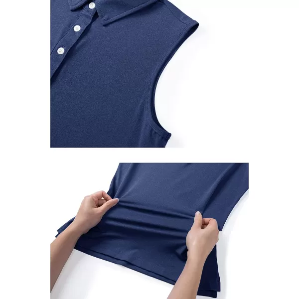 TACVASEN Women's Sleeveless Polo Golf Shirts Quick Dry Lightweight Collared Athletic Tank Tops with 4 Buttons