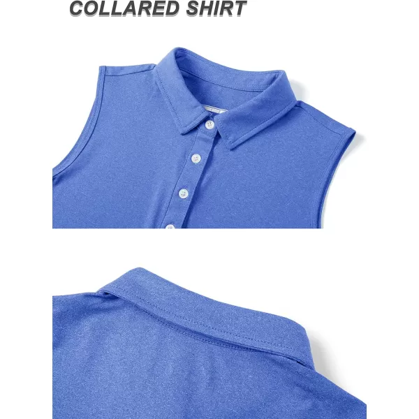 TACVASEN Women's Sleeveless Polo Golf Shirts Quick Dry Lightweight Collared Athletic Tank Tops with 4 Buttons