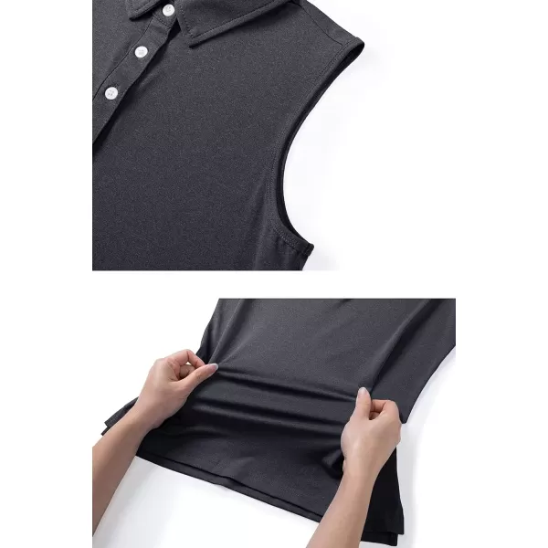 TACVASEN Women's Sleeveless Polo Golf Shirts Quick Dry Lightweight Collared Athletic Tank Tops with 4 Buttons