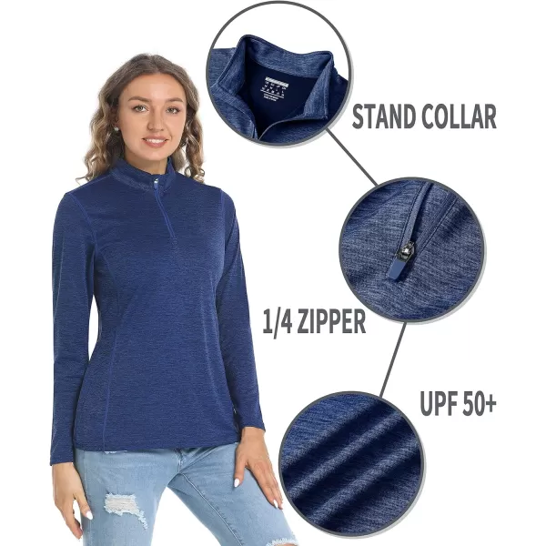 TACVASEN Women's UPF 50+ Hiking Shirts Sun Protection 1/4 Zip Quick Dry Lightweight Long Sleeve Outdoor Performance