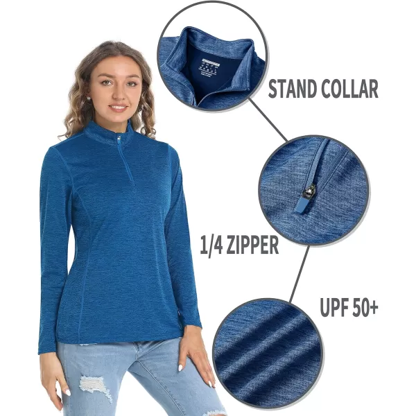 TACVASEN Women's UPF 50+ Hiking Shirts Sun Protection 1/4 Zip Quick Dry Lightweight Long Sleeve Outdoor Performance