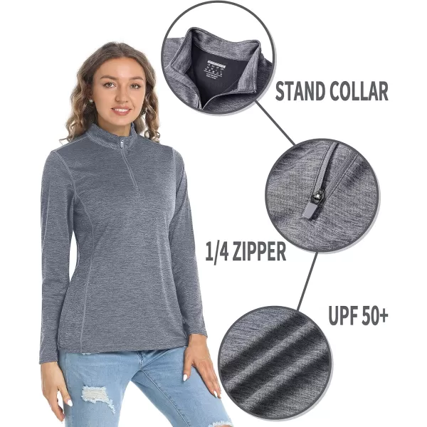 TACVASEN Women's UPF 50+ Hiking Shirts Sun Protection 1/4 Zip Quick Dry Lightweight Long Sleeve Outdoor Performance
