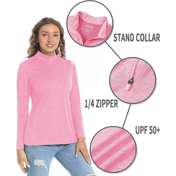 TACVASEN Women's UPF 50+ Hiking Shirts Sun Protection 1/4 Zip Quick Dry Lightweight Long Sleeve Outdoor Performance