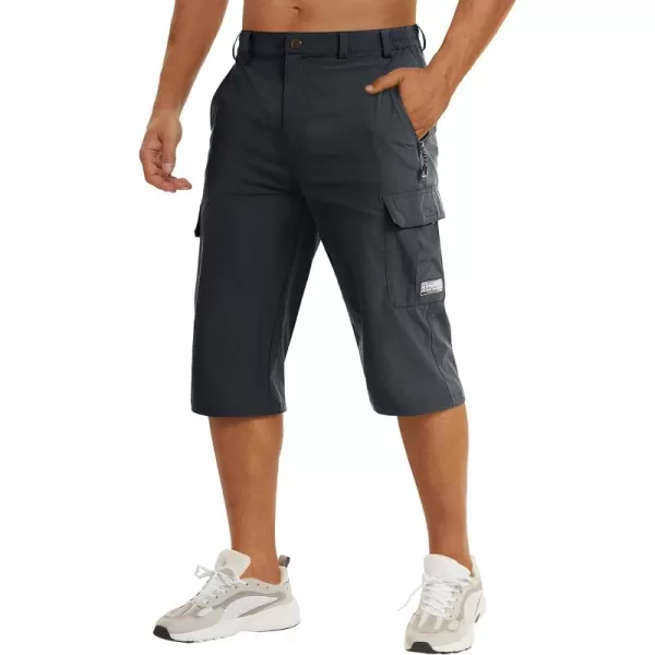 TACVASEN Men's Long Shorts Below Knee Quick Dry Lightweight Hiking 3/4 Capri Pants with Pockets Cargo Workout Fishing