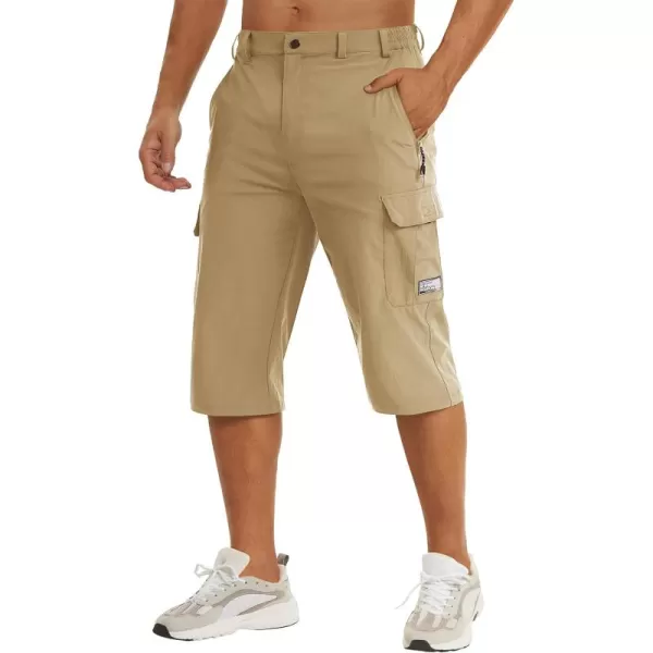 TACVASEN Men's Long Shorts Below Knee Quick Dry Lightweight Hiking 3/4 Capri Pants with Pockets Cargo Workout Fishing