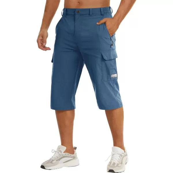 TACVASEN Men's Long Shorts Below Knee Quick Dry Lightweight Hiking 3/4 Capri Pants with Pockets Cargo Workout Fishing