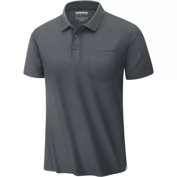 TACVASEN Mens Polo Golf Shirts with Pocket Pique Cooling Performance Moisture Wicking Polo Shirts