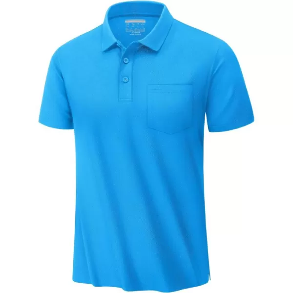 TACVASEN Mens Polo Golf Shirts with Pocket Pique Cooling Performance Moisture Wicking Polo Shirts