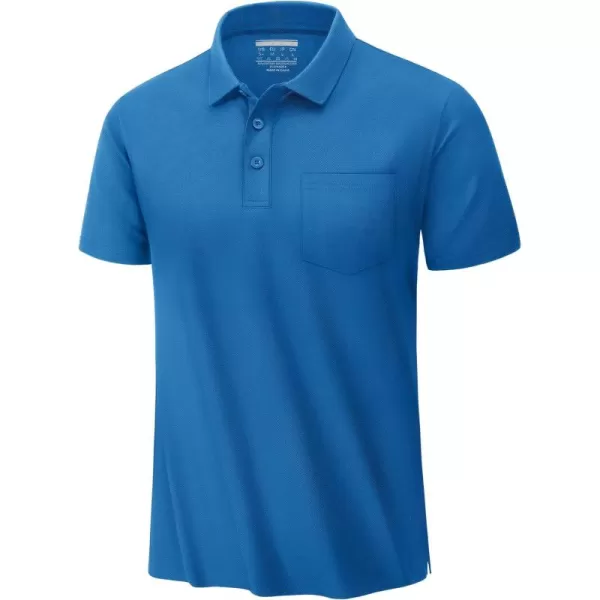 TACVASEN Mens Polo Golf Shirts with Pocket Pique Cooling Performance Moisture Wicking Polo Shirts