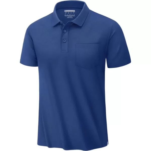 TACVASEN Mens Polo Golf Shirts with Pocket Pique Cooling Performance Moisture Wicking Polo Shirts