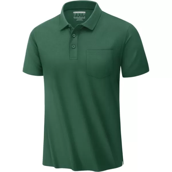 TACVASEN Mens Polo Golf Shirts with Pocket Pique Cooling Performance Moisture Wicking Polo Shirts