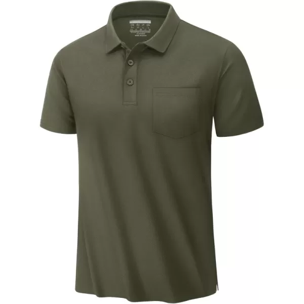 TACVASEN Mens Polo Golf Shirts with Pocket Pique Cooling Performance Moisture Wicking Polo Shirts