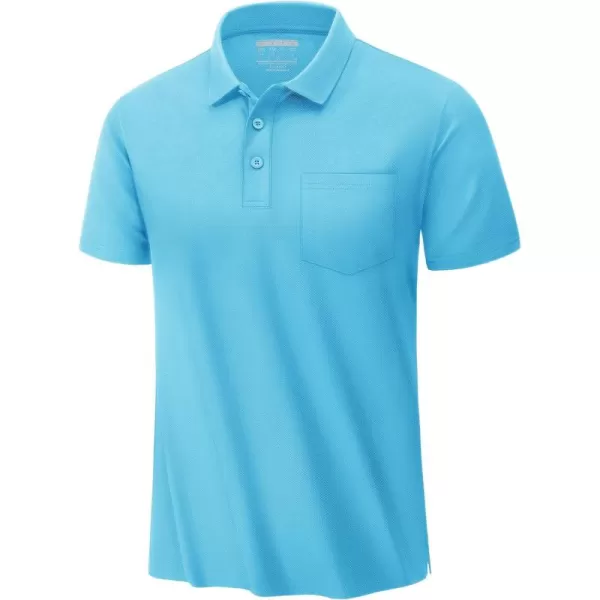 TACVASEN Mens Polo Golf Shirts with Pocket Pique Cooling Performance Moisture Wicking Polo Shirts