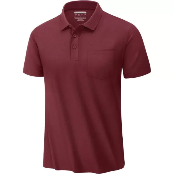 TACVASEN Mens Polo Golf Shirts with Pocket Pique Cooling Performance Moisture Wicking Polo Shirts