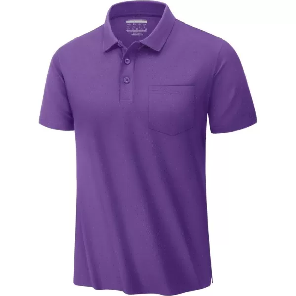 TACVASEN Mens Polo Golf Shirts with Pocket Pique Cooling Performance Moisture Wicking Polo Shirts