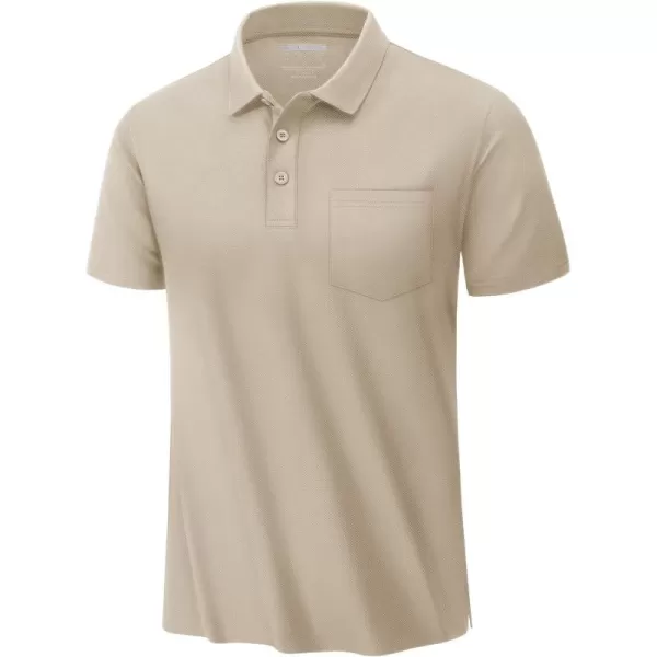 TACVASEN Mens Polo Golf Shirts with Pocket Pique Cooling Performance Moisture Wicking Polo Shirts