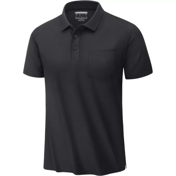 TACVASEN Mens Polo Golf Shirts with Pocket Pique Cooling Performance Moisture Wicking Polo Shirts