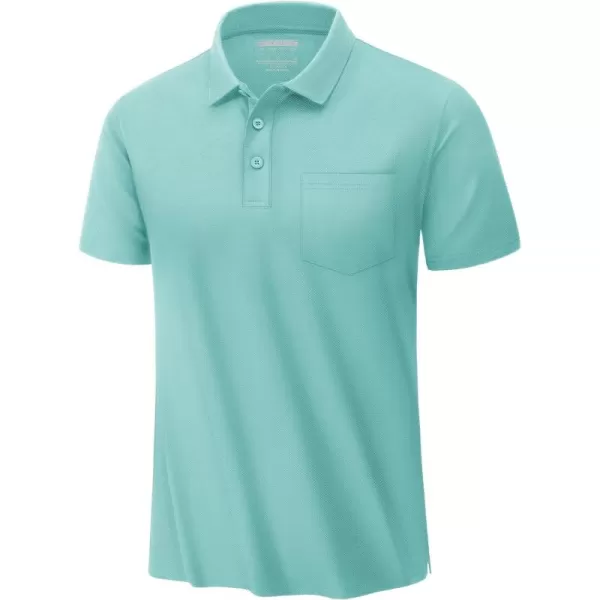TACVASEN Mens Polo Golf Shirts with Pocket Pique Cooling Performance Moisture Wicking Polo Shirts