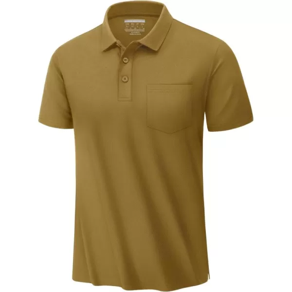 TACVASEN Mens Polo Golf Shirts with Pocket Pique Cooling Performance Moisture Wicking Polo Shirts