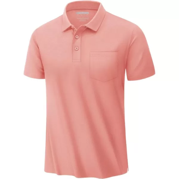 TACVASEN Mens Polo Golf Shirts with Pocket Pique Cooling Performance Moisture Wicking Polo Shirts