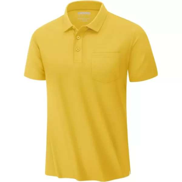 TACVASEN Mens Polo Golf Shirts with Pocket Pique Cooling Performance Moisture Wicking Polo Shirts