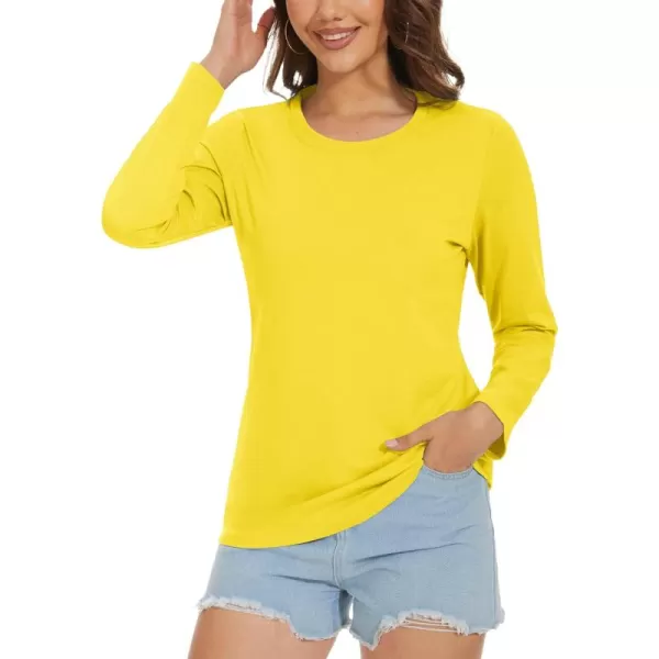 TACVASEN Women's Long Sleeve Shirt Lightweight Cotton Crewneck T-Shirts Breathable Classic-Fit Casual Tops Basic Tees