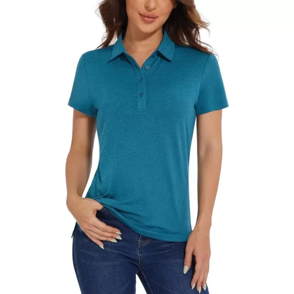 TACVASEN Women's Polo Shirts Short Sleeve Golf Quick Dry UPF 50+ Sun Protection Lightweight Collared Shirt with 4-Buttons
