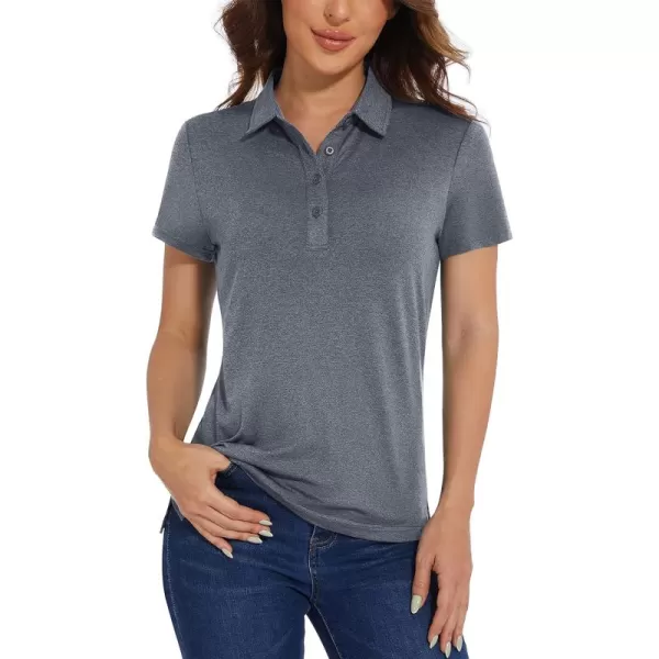 TACVASEN Women's Polo Shirts Short Sleeve Golf Quick Dry UPF 50+ Sun Protection Lightweight Collared Shirt with 4-Buttons