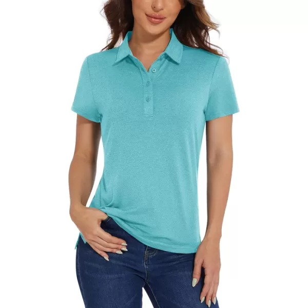 TACVASEN Women's Polo Shirts Short Sleeve Golf Quick Dry UPF 50+ Sun Protection Lightweight Collared Shirt with 4-Buttons