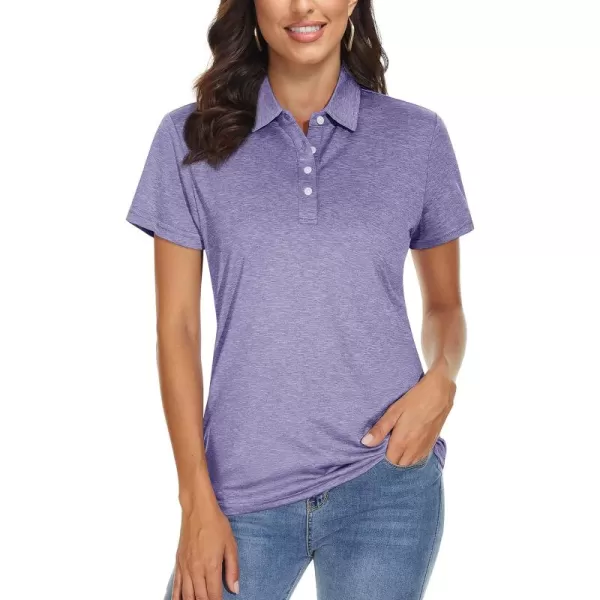 TACVASEN Women's Polo Shirts Short Sleeve T-Shirt Quick Dry Golf Shirt 4-Button Tops Sports Tennis Fitness Leisure