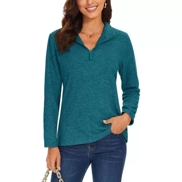 TACVASEN Women's Quarter Zip Pullover Sweatshirt Fleece Casual Long Sleeve Spring Fall Running Workout Tops